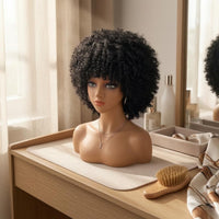 Tightly Coiled Synthetic Afro Curly Hairpiece Voluminous Soft-Textured Afro Hairpiece