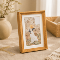 Solid Wood Frame Teak Photo Stand Modern Design Photo Frame Dual Use for Tabletop