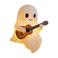 Cute Ghost Figurine with Guitar Miniature Ghost Statue with Guitar Compact Home Decor Piece Playful for Music Lovers, Desk, Nightstand