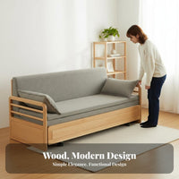 sturdy Wood Frame Pull-extendable Sleeper Sofa two-functionFunction transformable Couch Space-Saving Design Daybed Multi-Functional for Apartment Dwellers, Students, Homeowners, Small Spaces, Living Room, Den