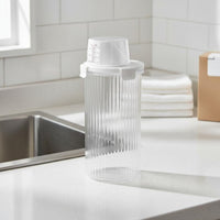 Leakproof Laundry Soap Container with Measuring Cup Clear Body Refillable Bottle with Measuring Cup Moisture-Proof Laundry Powder Container Easy to Refill
