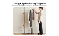 Space Saving Complimentary Standing Valet Stand Minimalist Design Clothing Rack Large Capacity Home Furniture Stable Base for Homeowners, Renters, Adults, Entryway, Living Room, Apartment, Walk-in Closet