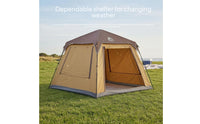 Mesh Screening Large Camping Tent Zippered Openings Instant Setup Tent Camel-Colored