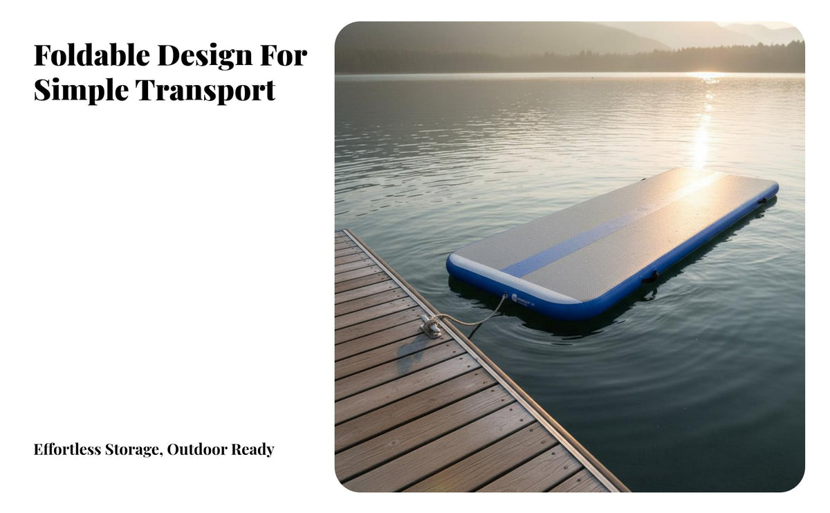 Foldable Inflatable Fishing Platform High Buoyancy Inflatable Floating Dock Heavy-Duty PVC Material Drop-Stitch Floating Platform Anti-Slip Surface for Anglers, Boaters, Boating, Lake, Swimming