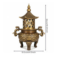 Brass Incense Burner Ornate Pagoda Incense Holder Traditional Chinese Home Decor for Altar
