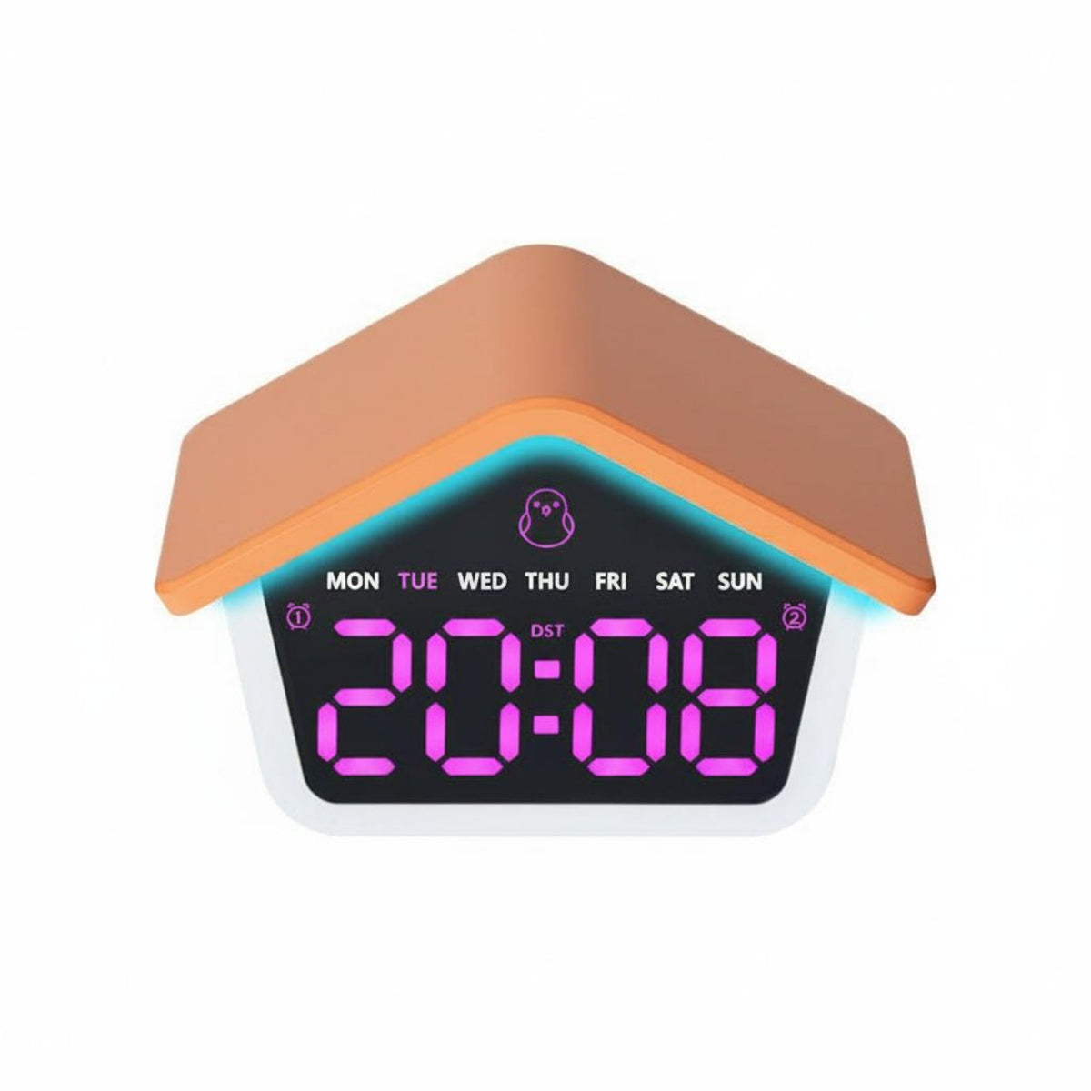 Multifunction House Shaped Alarm Timepiece Night Light Home Decor Cute Design for Office