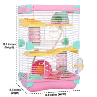 Hamster Cage 2-Level Villa with Handle and Tunnels, Multi-Level Dwelling Suitable for Hamsters, Secure Space for Small Gerbils