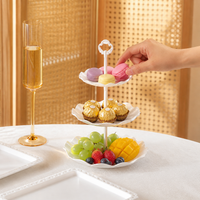 Tiered Cake Stand, Serving Stand with Platters, High Tea Stand, Pre-Assembled Resin for Dessert Display, White