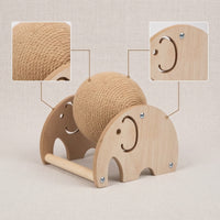 Rope-Wrapped Elephant Cat Scratching Toy Space-Saving Wooden Cat Scratching Ball Stable Pet Furniture Long-Lasting for Cats