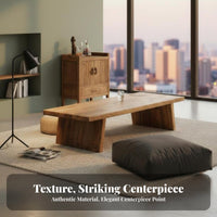 Long floor-low-level Coffee Table sturdy Wood Construction Japanese beverage Table low-height Living Room Furniture for Adults, Floor Seating, Balcony, Small areas