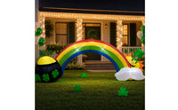 Inflate Inflatable Arch with Leprechaun Lighted Inflatable Rainbow with Pot of Gold Outdoor Yard Decor Giant for Homeowners, Party Hosts, Lawn, Garden