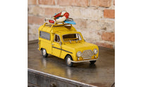 Model Van with Surfboards Diminutive Retro Metal Van Model Nostalgic Ornament for Tabletop