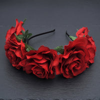 Rose Headband Elegant Rose Flower Crown Decorative Artificial Flower Headband for Women, Cosplayers, Festivals, Photo Shoots, Halloween