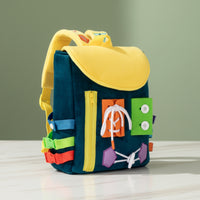Fine Motor Learning Backpack with Buckles Educational Toddler Backpack with Buckles Problem Solving Sensory Toy Child-Centered for Toddlers, Travel, Home
