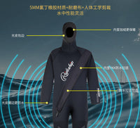 5MM干式潜水服全身一体连帽防寒保暖水下作业工程防水干式潜水衣.