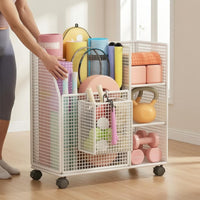 Wheels Rolling Fitness Mat Storage Single-Tier Ventilated Fitness Mat Storage Single-Tier Grid-styleGrid Fitness Gear Multi-Tier