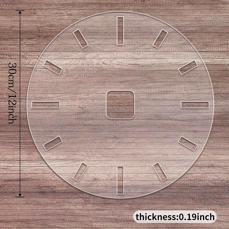 12-Inch Acrylic Clock Face Template with Dial for Woodworking DIY