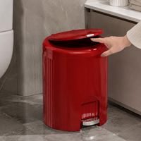 Trash Can, With Lid, Double-Opening Lid, Slim, 12L, Pedal-Operated, Hands-Free, Odor-Proof, Plastic, For Bedroom, Bathroom