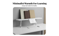 Modern Simple Design Adjustable Study Table with Bookshelf Ergonomic Design children's Desk Tiltable Desktop Student Workstation Integrated Storage for Students, Parents, Homework, Online Learning, Classroom, Playroom