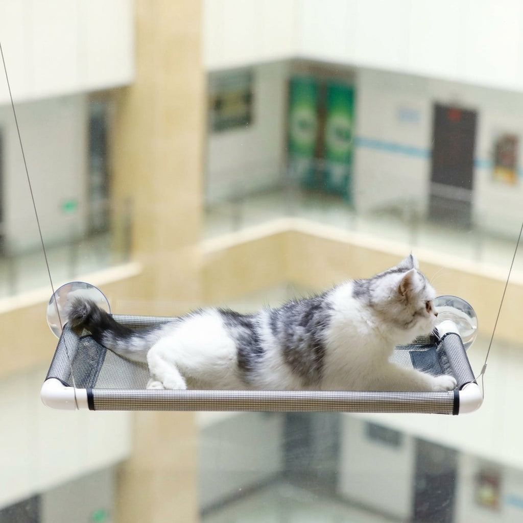 Cat Hammock Window Perch, Foldable Hanging Bed with Strong Suction Cup Cat Bed Mount, Indoor Relaxation Area for Cats Windowsill Watching