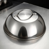 Barbecue Lid with Handle Stainless Steel Melting Dome with Handle Griddle Basting Cover Domed Dome Lid Brushed Metal