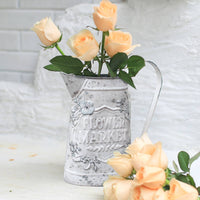 Vintage Floral Watering Can Distressed Finish Rustic Iron Watering Can Easy to Home Decor