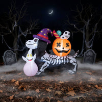 Inflatable Dog with Pumpkin Head LED Lights Skeleton Dog Inflatable Halloween Yard Decoration Lawn Ornament Outdoor for Party