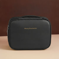 Makeup Bag with Brush Holder Zippered Makeup Case Travel Toiletry Bag Compact Organizer Sturdy for Travelers, Suitcase, Bathroom