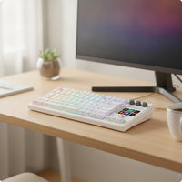 Mechanical Keyboard with Rotary Knobs Customizable Keyboard with Display Keys Compact for Streamers, Participants
