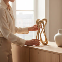 Abstract Sculpture with Curved Loop Modern Tabletop Sculpture with Curved Loop Textured Tabletop Ornament for Bookshelf