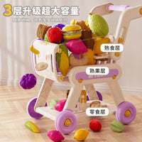 Kids Shopping Cart Toy with Fruits for Toddlers