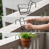 Iron Art Balcony Railing Hanging Planter Holder for Potted Plants