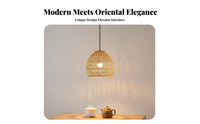 Asian Inspired Woven Bamboo Hanging Lamp Light Handmade Bamboo Lamp Shade Easy Installation Japanese Design Ceiling Lantern Adjustable Height for Guesthouse Owners, Interior Designers, Homeowners, Tea House, Dining Room, Restaurant, Bedroom