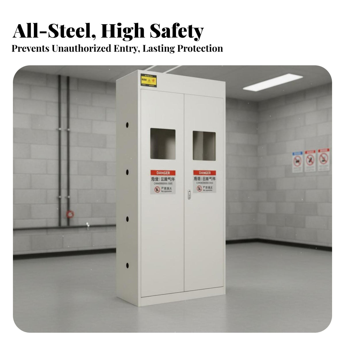 Gas Cylinder Cabinet Fire Resistant Detonation-Resistant-Resistant Gas Cabinet Heavy Duty Construction for Industrial Workers, Researchers, Factory