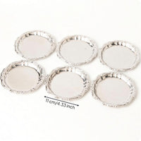 6 Pieces Coaster with Raised boarder Polished Metal Cup Tray Heat Resistant Coasters for Tabletop, Dining Beverage Presentation, Home Entertaining