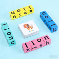 Letter Matching Toy Wooden Spelling Game Alphabet Blocks Color-Coded Flash Cards Phonics for Preschoolers, Homeschool, Classroom