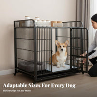 Easy to Clean Dog enclosure with Toilet reliable-lock Pet Crate sturdy Duty pet Enclosure Removable Divider for New Puppy Owners, Kennel professionals, Indoors, Living Room, Breeding Facility, Grooming Salon