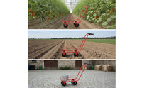 Hand-Push Picking Cart with Pail Holders Sturdy Vegetable Harvesting Cart Maneuverable Fruit Picking Trolley Low-Height for Orchards