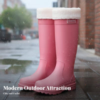 Drawstring Upper Rain Boots Non-Slip Sole women's Tall Rain Boots Fashionable women's Fashion Wellingtons for Adults, Commuters, Outdoor, Hiking