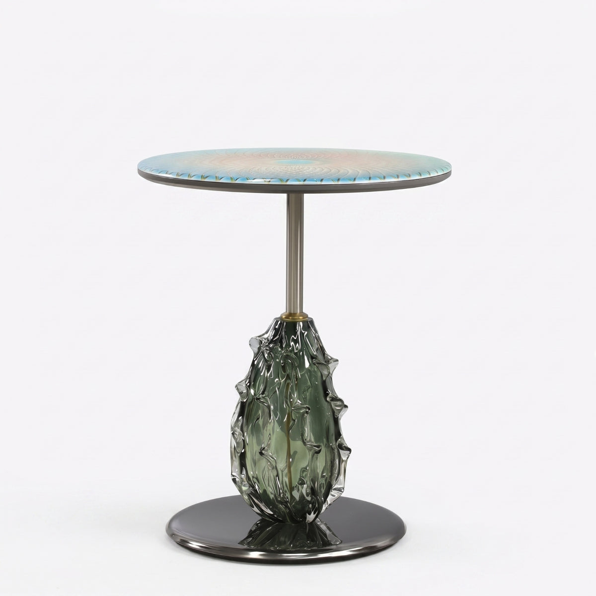 Glass Side Circular Table topsShaped Glass Table Textured for Living Room