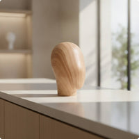Mannequin Head with Wood-Grain Finish Countertop Hat Display Stand Professional