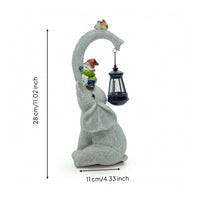 Cage-Style Elephant Statue with Lantern Carved Elephant Garden Sculpture Weather-Resistant Garden Ornament with Lantern Sturdy for Gardeners