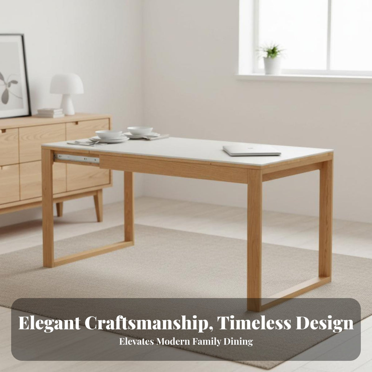 Space Saving Retractable Dinner Table abrasion Resistant Top Extendable Dinner Table Vintage Inspired Dining Set Easy to Clean for Apartment Dwellers, Families, Homeowners, Small Spaces, Living Room