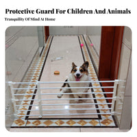 Drilltool-Less Installation Retractable Dog Gate Adjustable Size Expandable Pet Gate Easy to Install Household Barrier Space-Saving for Renters, Homeowners, Kitchen, Indoors, Doorways, Hallways