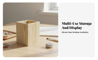 Unfinished Pen Holder Wood Stationery Organizer Versatile DIY Wooden Pencil Cup for Students, Crafters, Home Office