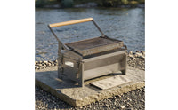 Portable Flip Barbecue Grill Wooden Handle Camping Cooker Easy to Clean Outdoor Cooking Gear for Picnic