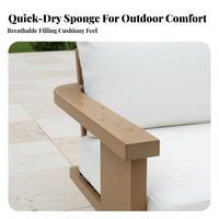 paded Wooden Sofa Set Imperfectly Perfect Design Outdoor Furniture Waterresistant Patio Seating for Hotel Owners, homeowners, Courtyard, Backyard, waterside