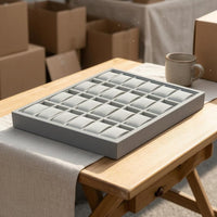 Open-Top Watch Display Tray Padded Watch Storage Tray Gray Divided