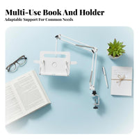 Adjustable Arm Book Stand Ergonomic Design Adjustable Desk Clamp Book Stand Space-Saving Clamp-on Reading Holder for Kids