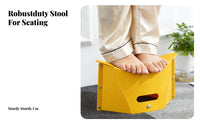 extra-slim Flat-Folding Stool Space-Saving foldable Stool Lightweight Portable Seating Built-in grip for journeyers, Commuters, journey, Camping, Commuting, Hiking
